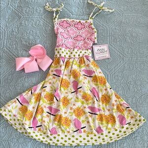 NWT Ann Loren Pink and Yellow Floral Dress- Sz 7/8
